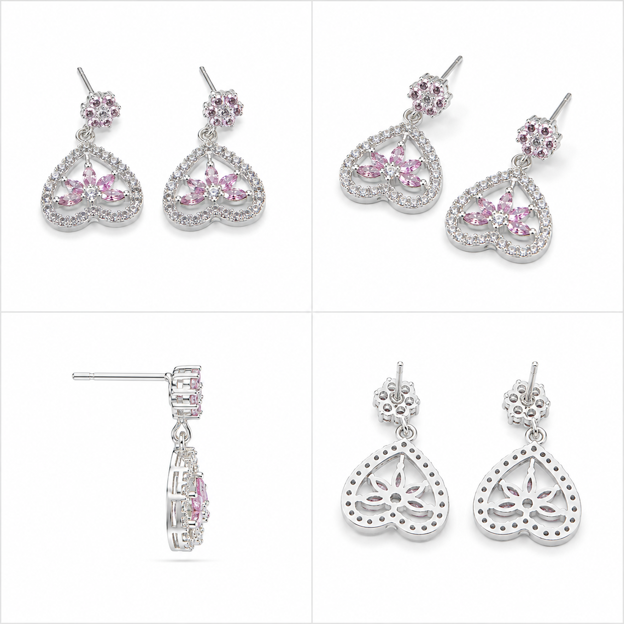 Heart shape 925 Sterling Silver Earrings