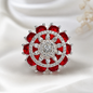 Revolving Silver Ring with Red Gemstones