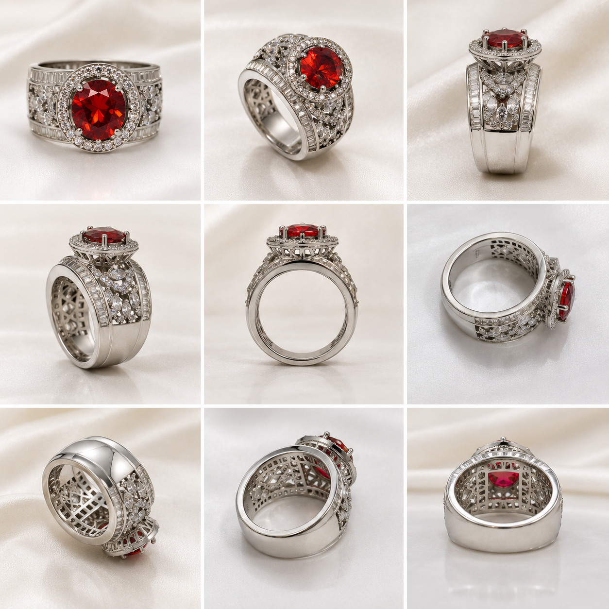 Premium Cromic Polish Silver Ring with Red Stone
