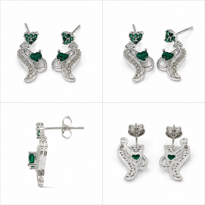 925 Sterling Silver Emerald Earrings