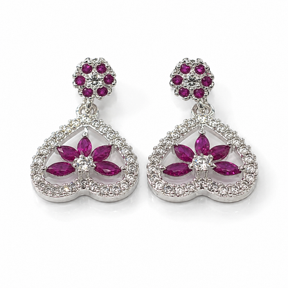 Silver 925 Emerald Heart Shape Earrings