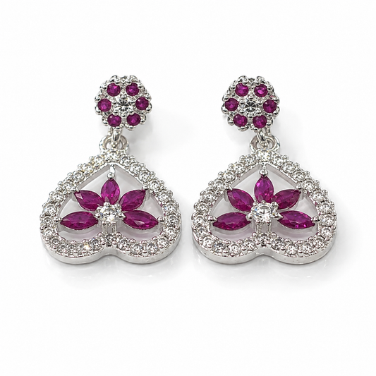 Silver 925 Emerald Heart Shape Earrings