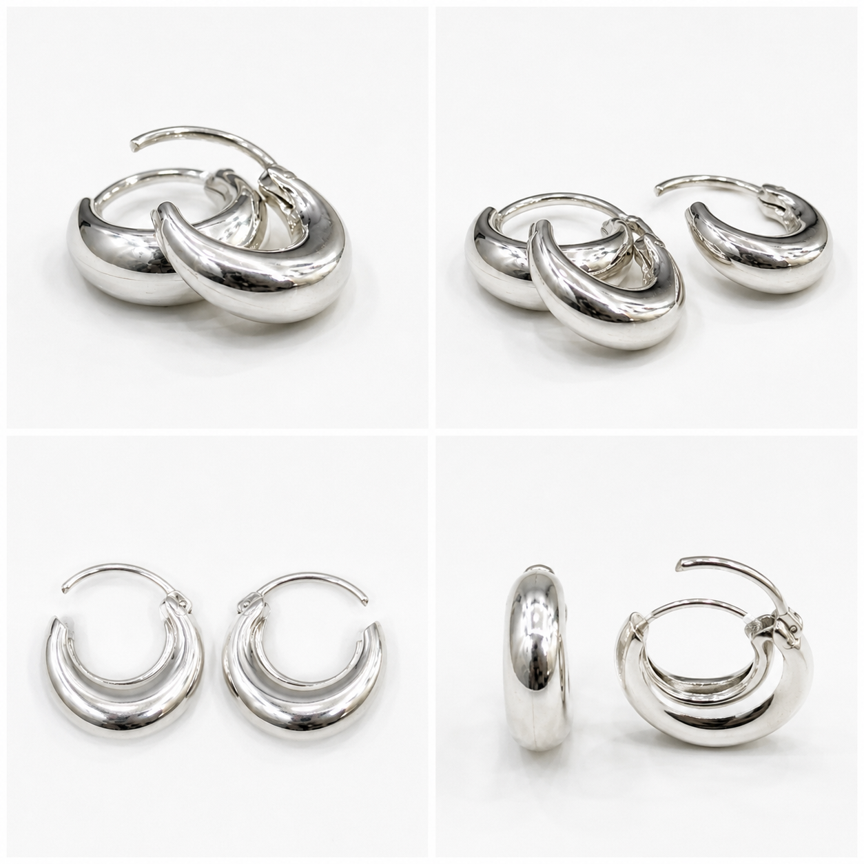 925 Sterling Silver Hollow Hoop Earrings
