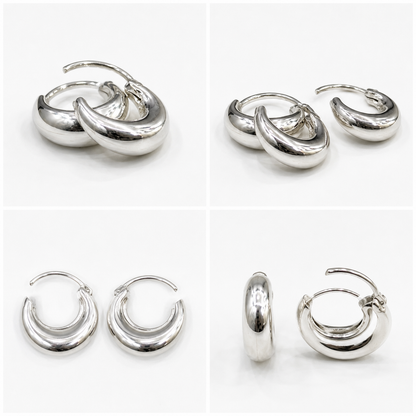925 Sterling Silver Hollow Hoop Earrings